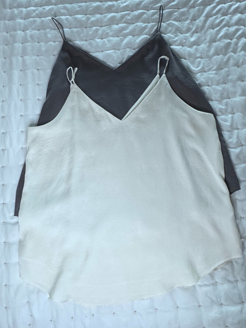 Express Blouse/Tank Tops Satin Women's Large Cream and Grey Set/2